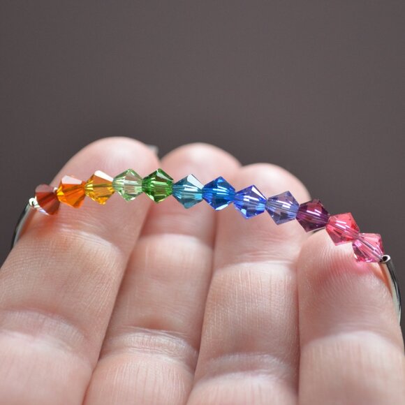 Handmade Rainbow Crystal Bracelet, Silver Plated, Bright and Colourful - Picture 7 of 7